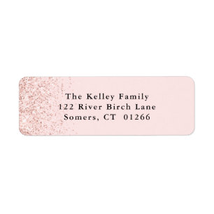 Blush Roze Glitter Confetti Persoonlijk adres Etiket