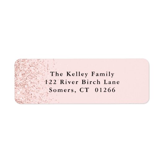 Blush Roze Glitter Confetti Persoonlijk adres Etiket (Voorkant)