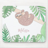 Blush Roze Glitter Cute Oerwoud Diernaam Muismat (Voorkant)