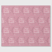 Blush Roze Glitter & Diamanten Gelukkige Verjaarda Cadeaupapier (Vlak)