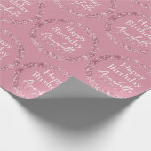 Blush Roze Glitter & Diamanten Gelukkige Verjaarda Cadeaupapier (Hoek)