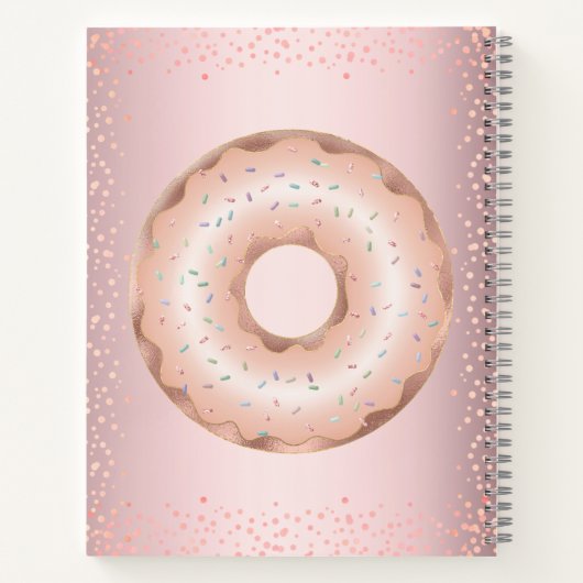 Blush roze glitter donuts moderne trendy naam notitieboek (Achterkant)