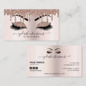 Blush roze glitter Drip Makeup Artist Lashist Visitekaartje (Voorkant / Achterkant)