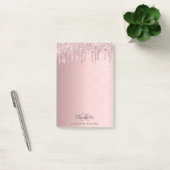 Blush roze glitter drip monogram initiaal post-it® notes (Kantoor)