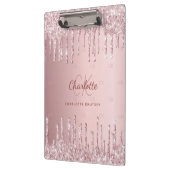 Blush roze glitter drip monogram script klembord (Links)