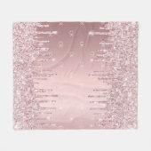 Blush roze glitter druipt sparkle monogram fleece deken (Voorkant (Horizontaal))