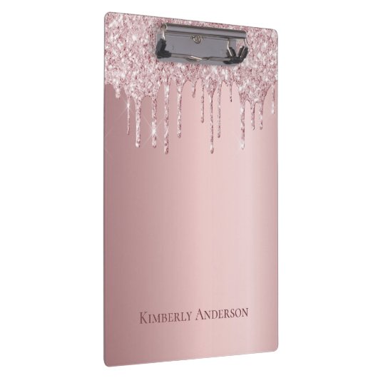 Blush roze glitter druist monogram modern klembord (Rechts)