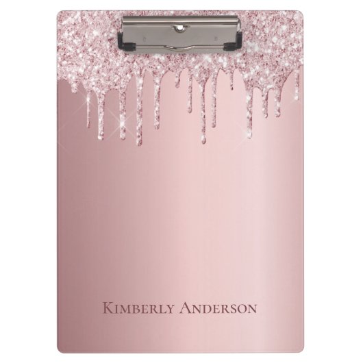 Blush roze glitter druist monogram modern klembord (Voorkant)
