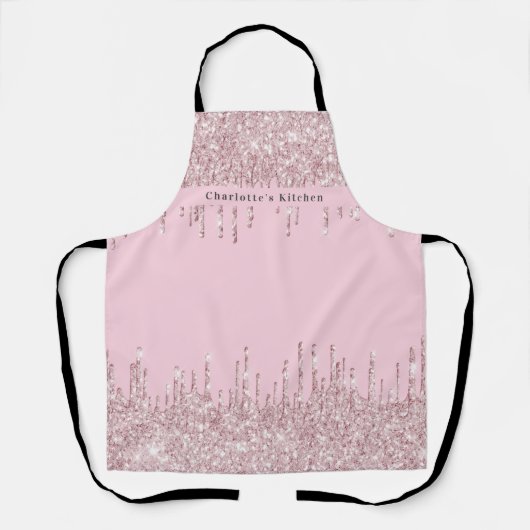 Blush roze glitter druppelt de meisjes moderne tek schort (Voorkant)