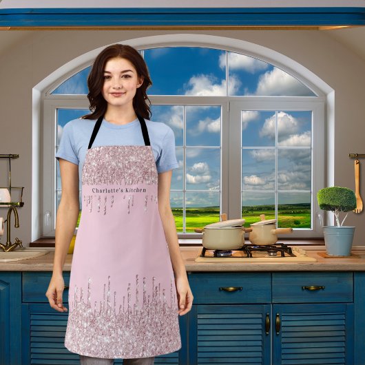 Blush roze glitter druppelt de meisjes moderne tek schort