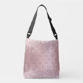 Blush roze glitter druppelt monogram elegant crossbody tas (Voorkant)