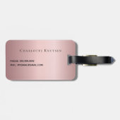 Blush roze glitter druppelt monogram naam bagagelabel (Achterkant horizontaal)