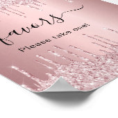 Blush roze glitter druppelt op feestbord poster (Hoek)