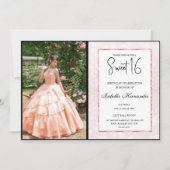 Blush roze glitter elegant chic Sweet 16 Kaart (Voorkant)