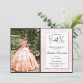 Blush roze glitter elegant chic Sweet 16 Kaart (Staand voorkant)