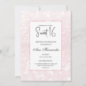 Blush roze glitter elegant chic Sweet 16 Kaart (Voorkant)