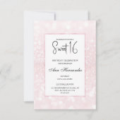 Blush roze glitter elegant chic Sweet 16 Kaart (Voorkant)
