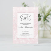 Blush roze glitter elegant chic Sweet 16 Kaart (Staand voorkant)