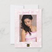 Blush roze glitter elegant chic Sweet 16 Kaart (Achterkant)