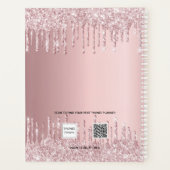 Blush roze glitter floral name geo 2023 planner (Achterkant)