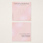 Blush roze Glitter Geo Heart Ring Display Vierkante Visitekaartjes (Voorkant /achterkant)