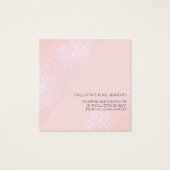 Blush roze Glitter Geo Heart Ring Display Vierkante Visitekaartjes (Achterkant)