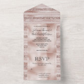 Blush roze glitter glam Stripes All In One Uitnodiging (Binnen)