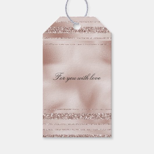 Blush roze glitter glam Stripes Cadeaulabel (Voorkant)