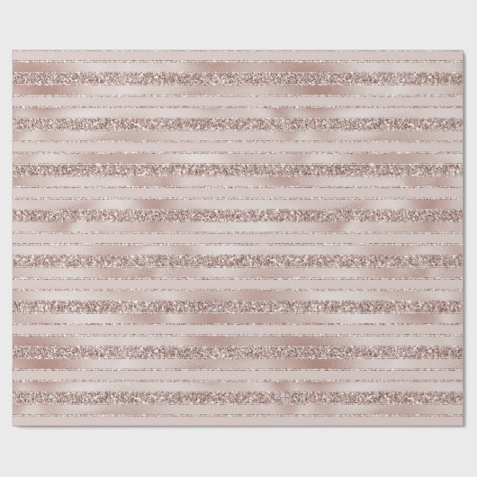 Blush roze glitter glam Stripes Cadeaupapier (Vlak)