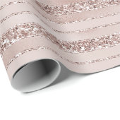 Blush roze glitter glam Stripes Cadeaupapier (Rol Hoek)
