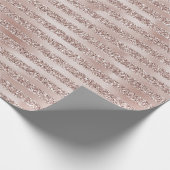 Blush Roze Glitter Glam Stripes Cadeaupapier (Hoek)