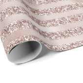 Blush Roze Glitter Glam Stripes Cadeaupapier (Rol Hoek)