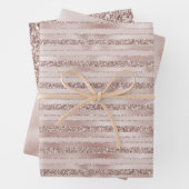 Blush roze glitter glam Stripes Inpakpapier Vel (In situ)