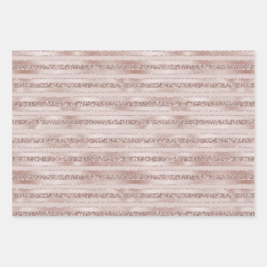 Blush roze glitter glam Stripes Inpakpapier Vel (Voorkant)