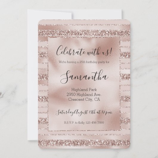 Blush roze glitter glam Stripes Kaart (Voorkant)