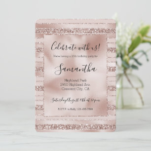 Blush roze glitter glam Stripes Kaart
