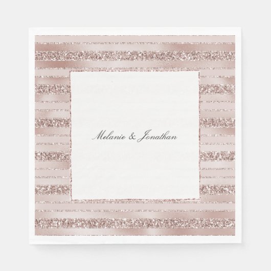 Blush roze glitter glam Stripes Servet (Voorkant)
