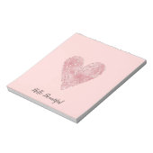 Blush Roze Glitter Glitzy Heart Notitieblok (Linkerzijde)