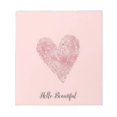 Blush Roze Glitter Glitzy Heart Notitieblok (Voorkant)