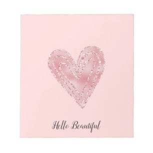 Blush Roze Glitter Glitzy Heart Notitieblok