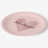 Blush Roze Glitter Glitzy Heart Papieren Bordje (Gekanteld)