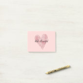 Blush Roze Glitter Glitzy Heart Post-it® Notes (Op bureau)