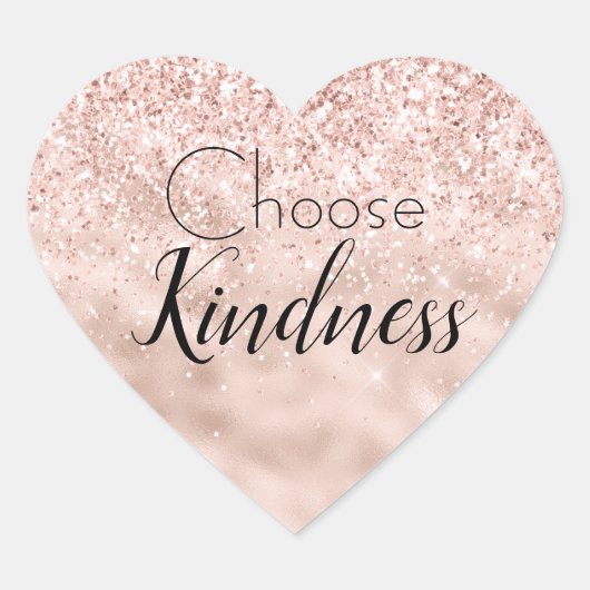 Blush roze glitter Glitzy Sparkle   Hart Sticker (Voorkant)