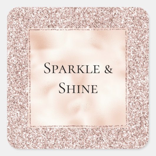 Blush Roze Glitter Keramiek Vierkante Sticker (Voorkant)