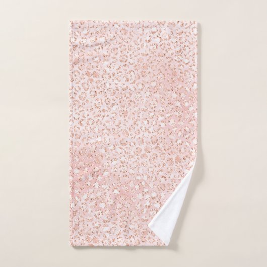 Blush roze glitter leopard print bad handdoek (Handdoek)
