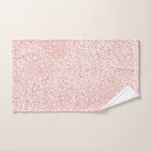 Blush roze glitter leopard print bad handdoek (Handdoek)