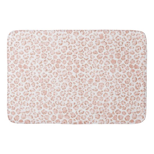 Blush roze glitter leopard print badmat (Voorkant)