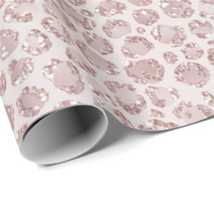 Blush roze glitter leopard print cadeaupapier