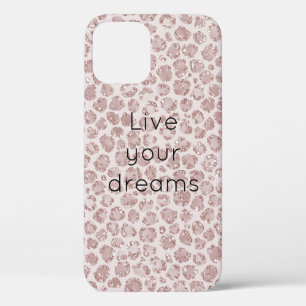 Blush roze glitter leopard print Case-Mate iPhone case