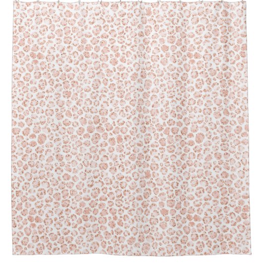 Blush roze glitter leopard print                   douchegordijn (Voorkant)